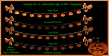 Halloween Mesh Jack - O - Lantern Lights 2a  Orange Bow )