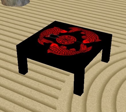 Japanese table - laquered top - Red fish