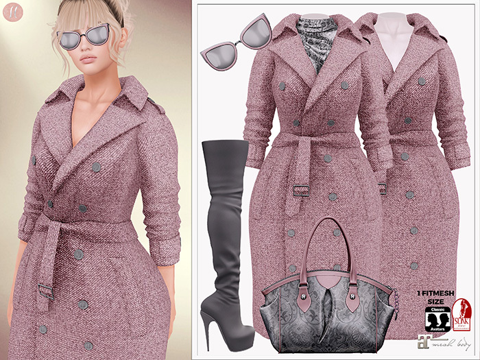 [hh] Sara Trenchcoat Outfit ROSE