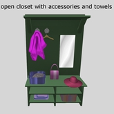 open closet with accessories and towels