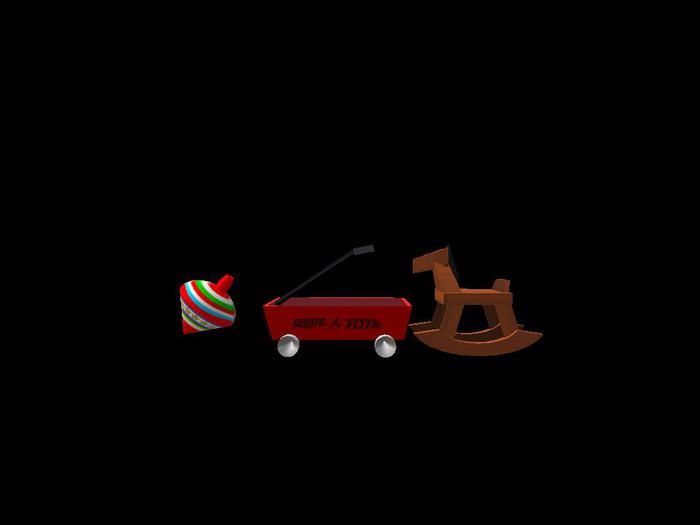 wagon rockng horse and top