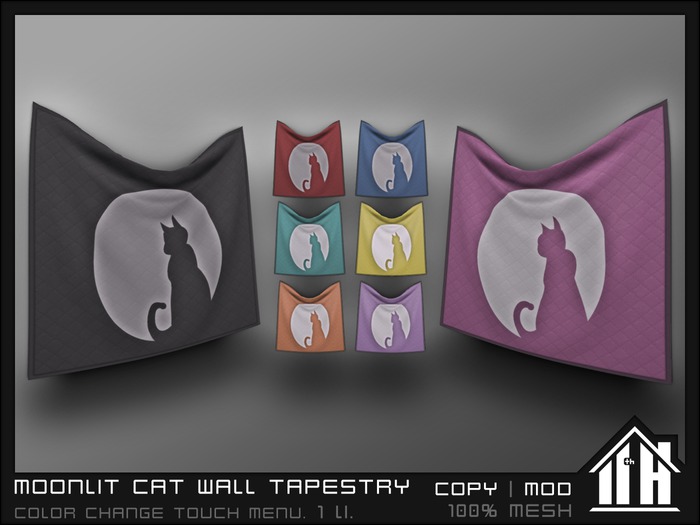 11th House - Moonlit Cat Wall Tapestry