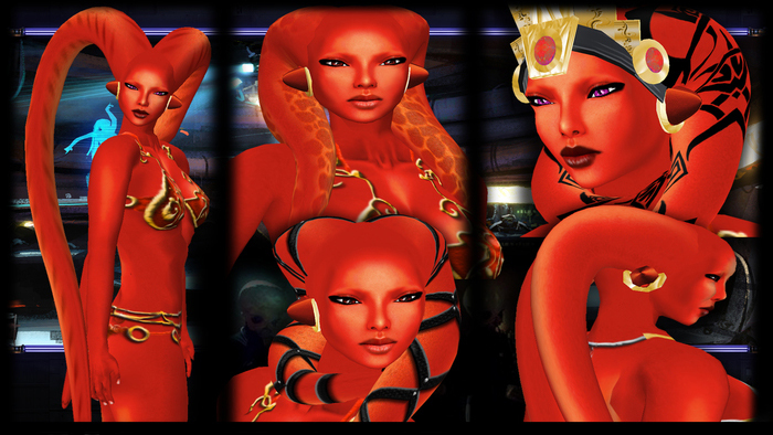 SKBW Rigged Mesh Hair Tentacles - Red