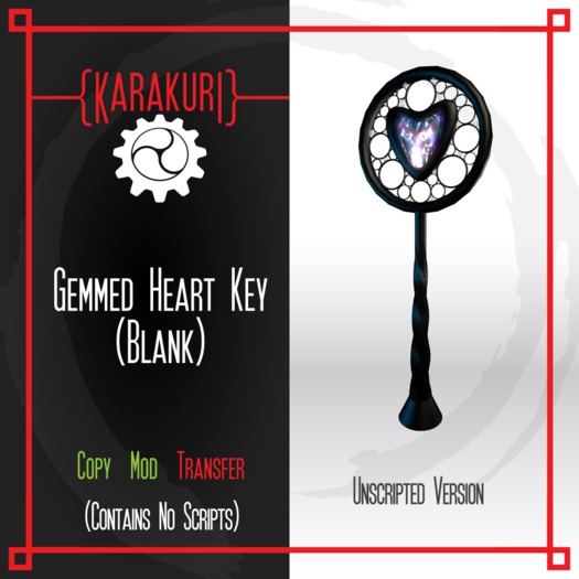 {Karakuri}Gemmed Heart Key Blank (Boxed)