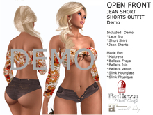 *BSASSY* OPEN FRONT JEAN SHORT SHORTS OUTFIT DEMO