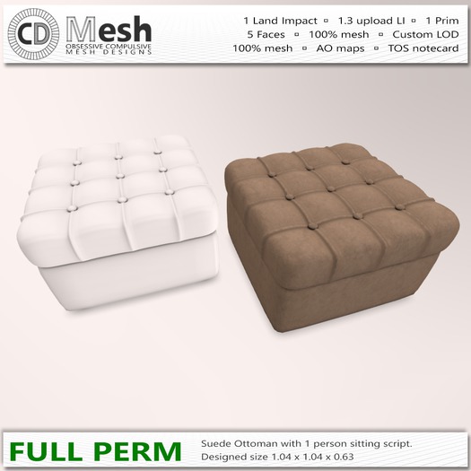 Suede Ottoman [Full Perm | 100% Mesh]