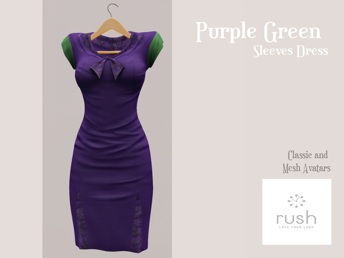 Fall PROMO! RUSH Purple Dress with Green Sleeves Pack