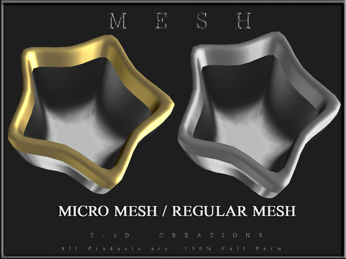 T-3D Creations [ Metal Line Star Tray ] MESH - Full Perm -