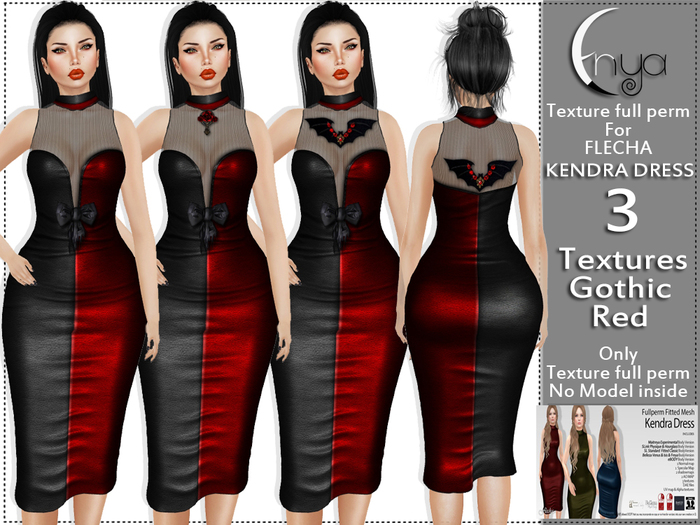 Enya-Texture-Flecha-Kendra dress 3Tex-Gothic Red