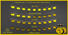 Halloween Mesh Jack - O - Lantern Lights 4 bats/moon