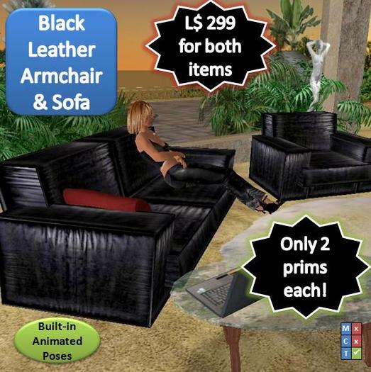 Soft Leather Sofa and Chair [2 prims each]