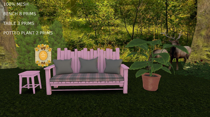 ~TCD~ Bubblegum Pink and Brown Cottage Bench Set
