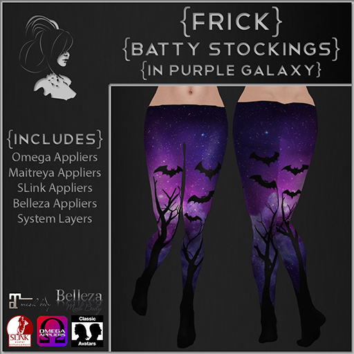 {Frick} Batty Stocking Appliers in Purple Galaxy