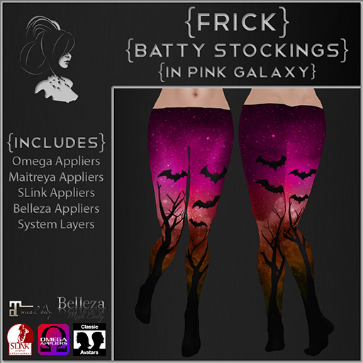 {Frick} Batty Stockings in Pink Galaxy