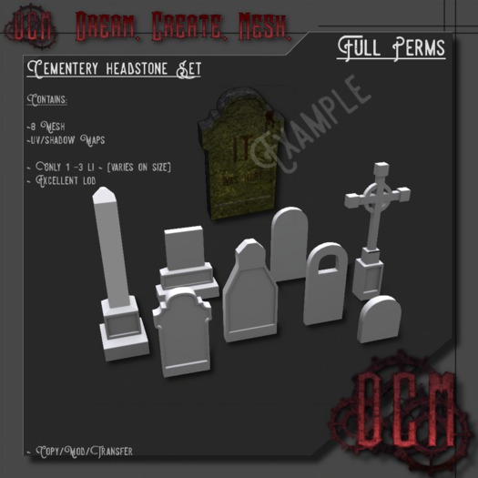 D.C.M Grave Stones Set Full Perm Mesh