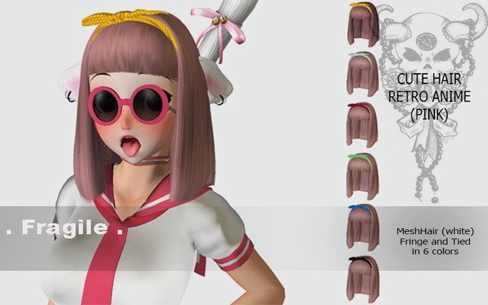 DK:: Cut Anime Bob Hair With Fringe and Headband (PINK)