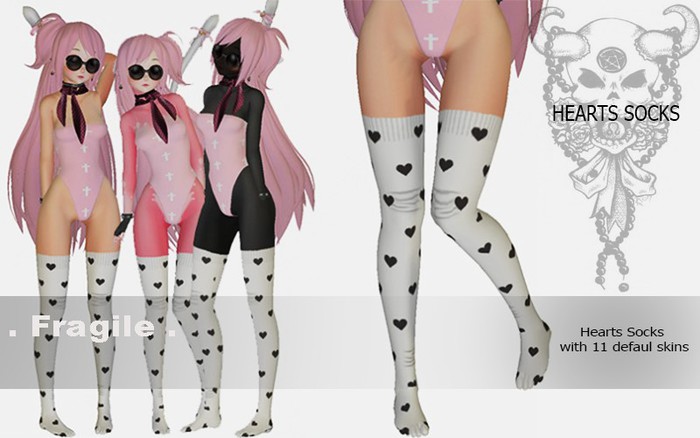 .Fragile. Hearts Sweet Socks For kemono (Applier system)  11 skins