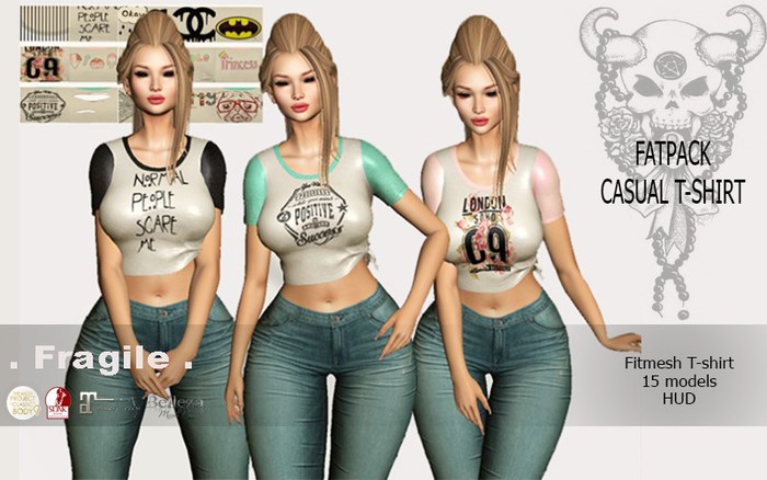 .Fragile. Fatpack 15 models - Casual t-shirt TMP MAITREYA SLINK BELLE