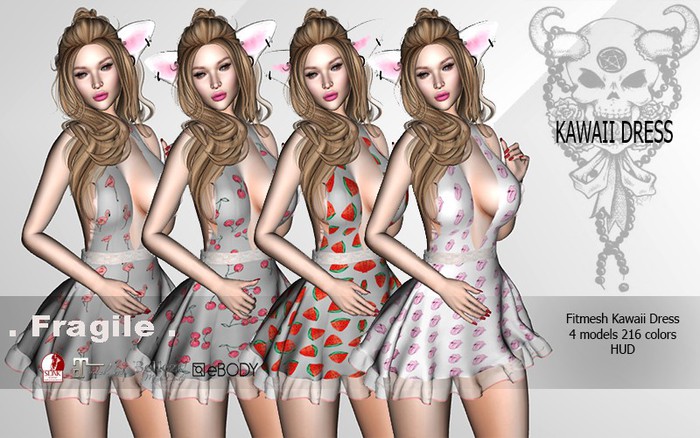 .Fragile. Kawaii Dress 4 models 216 colors MAITREYA SLINK BELLEZA EB