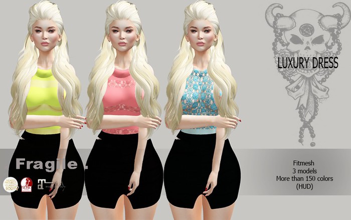 .Fragile. LUXURY DRESS +HEELS- 3 MODELS 60 COLORS TMP MAITREYA SLINK