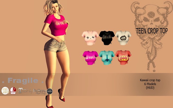.Fragile. CASUAL TEEN CROP TOP KAWAII - TMP SLINK BELLEZA SLINK EBODY