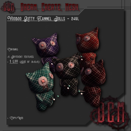 ~D.C.M~ Voodoo Kitty Flannel Dolls