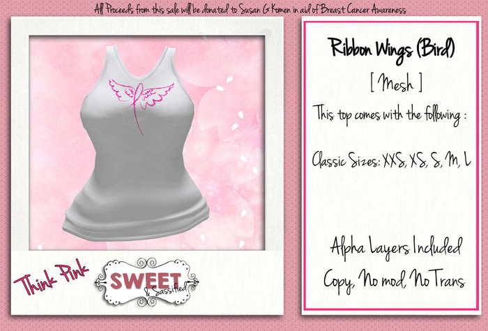 [SNS - Think Pink Ribbon Wings (w)