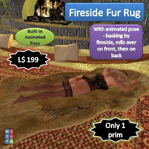 Fur rug, brown, (for fireside basking) [1 prim]