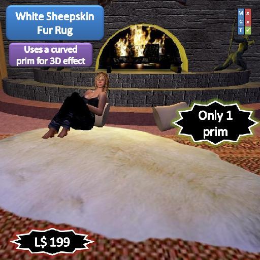 Fur Rug, white, luxurious thick pile [1 prim]