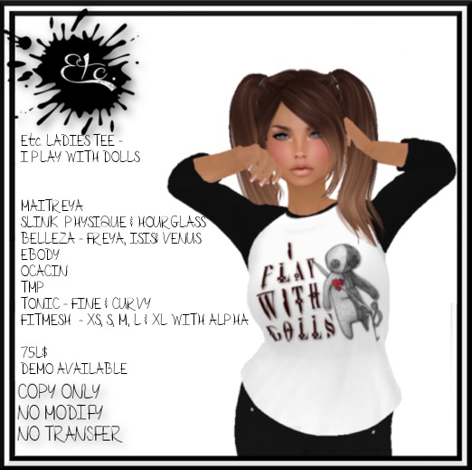 Etc. LADIES TEE - I PLAY WITH DOLLS
