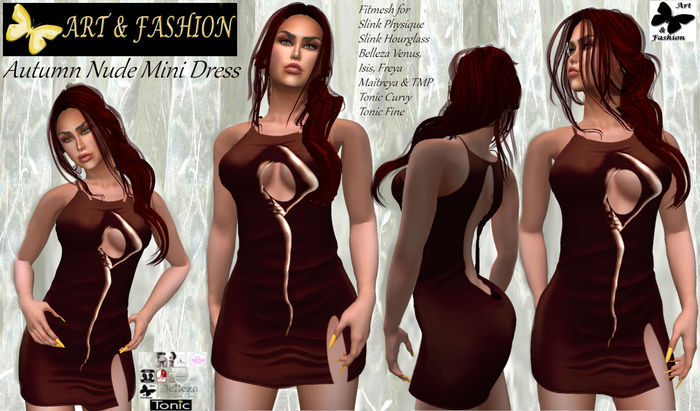 ART & FASHION - AUTUMN NUDE MINI DRESS