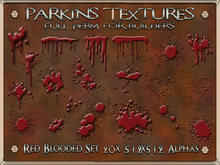 Parkins Textures - Red Blooded Set - 20x Full Perm 512 Alphas, Halloween, Gore, Horror, Blood, Drip, Smear, Scary, Gory