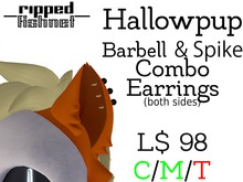 -RF- Hallowpup Barbell & Spike Combo Earrings