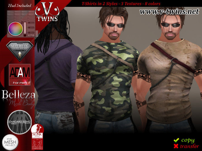 V-Twins Biker Clothes - Bailed Out T-Shirt Color Collection for Men **MESH T-Shirts Mesh Bodies