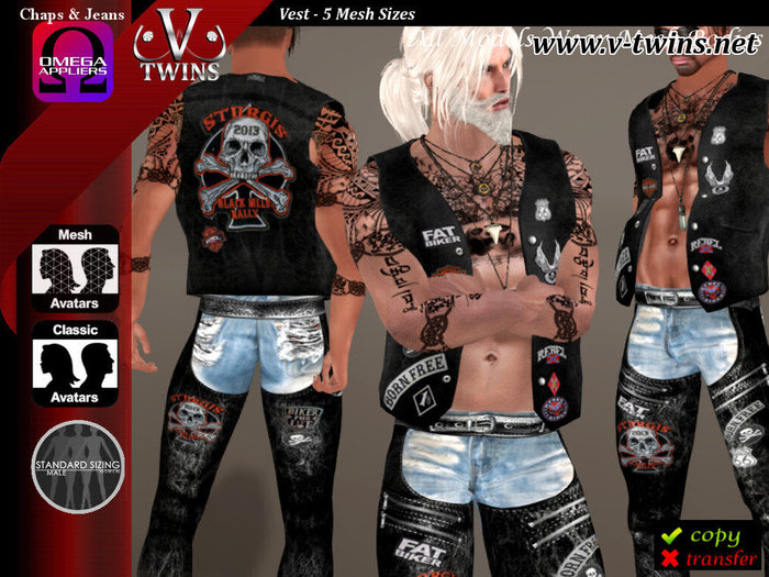 V-Twins - Biker Clothes - Rough Rider 2017  Patched Version **MESH Vest