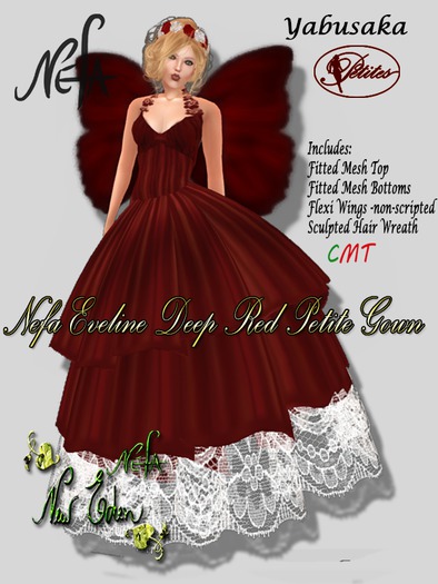 NEFA 135Y Eveline Deep Red Petite Gown - Yabusaka Bxd