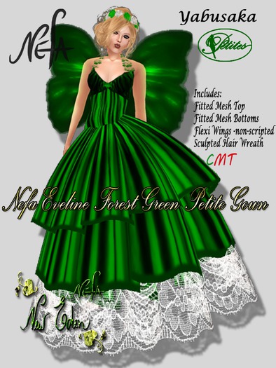 NEFA 135Y Eveline Forest Green Petite Gown - Yabusaka Bxd
