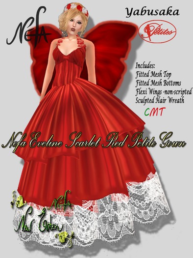 NEFA 135Y Eveline Scarlet Red Petite Gown - Yabusaka (Formal) 