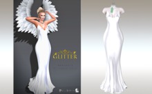 GLITTER - HEAVENLY fitmesh gown bodies Pure White (NO WINGS)
