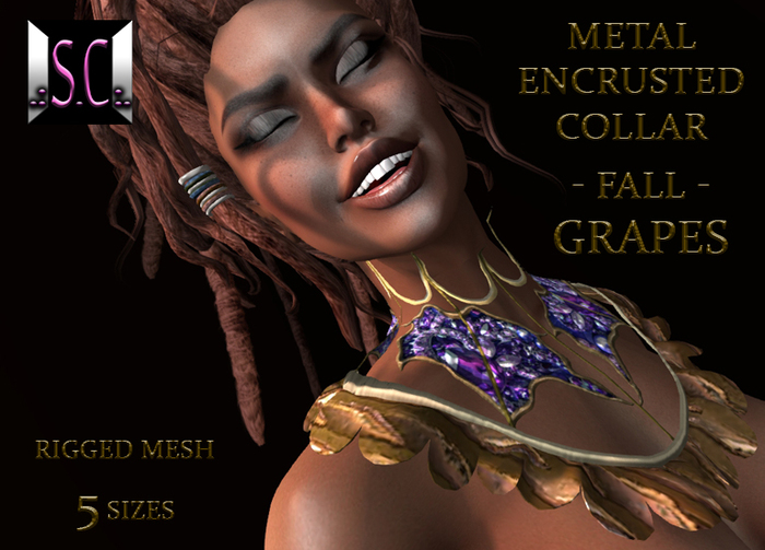.:S.C:. Metal Encrusted Collar - Fall Grapes