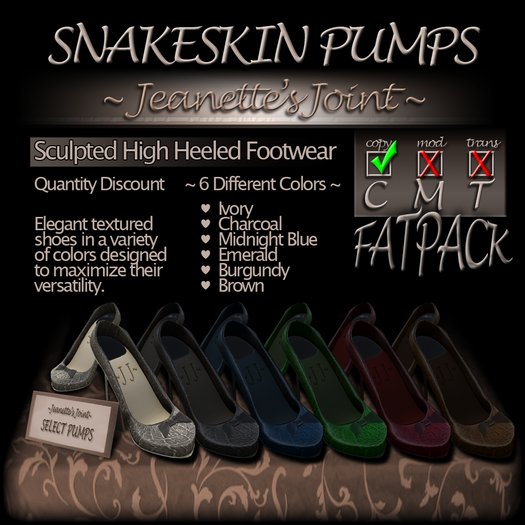 ~JJ~ Snakeskin Pumps (FATpack)