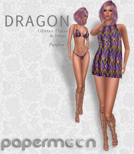 PaperMoon- DRAGON Dress & Bikini - Purples