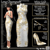 C&F Long Cheongsam BUNDLE - White / Gold