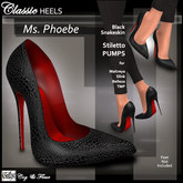 C&F Ms. Phoebe Heels - Black Snakeskin - Maitreya, Slink high, Belleza & TMP
