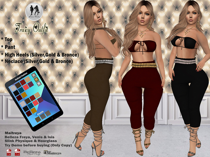 .:H.F TRAICY OUTFIT (Tights Pant,Top & Heels)