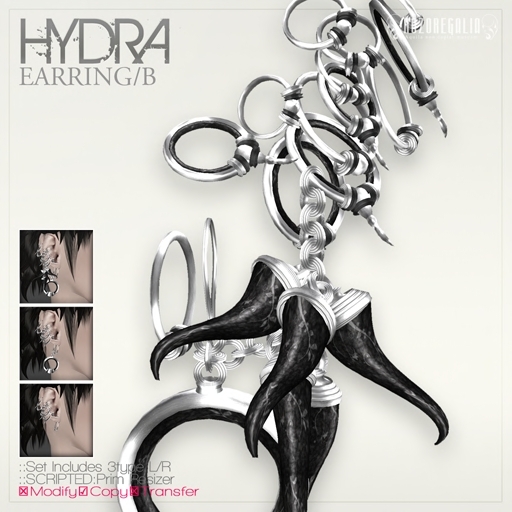 +ROZOREGALIA*HYDRA*EARRING(B)  tagVampire, tagGoth, tagMedieval, tagFantasy