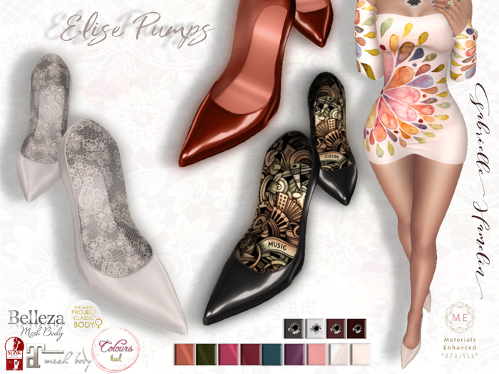 ♥.::GH::. ♥Pretty Elise Pumps - Colours Tinting HUD Version