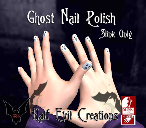 Half Evil- Nail Polish HUD (SLink)- Ghost Nails
