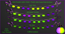 Halloween Mesh Pumpkin Lights ( Green / Purple  ) with bows