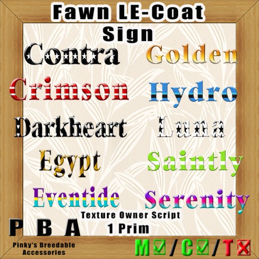Fawn LE-Coat Sign Vers. 1